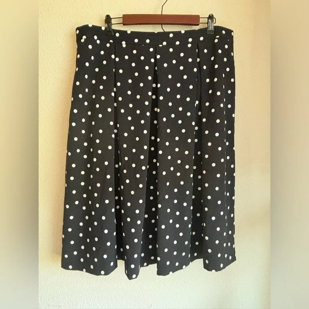 Tahari ASL Polka Dot Fit & Flare Pocketed Midi Skirt 18